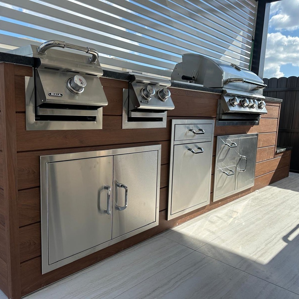 [OK-WP-11-BO-02] Perello Patio 11 ft Outdoor Kitchen · Bull Angus 30" · Weather Pro