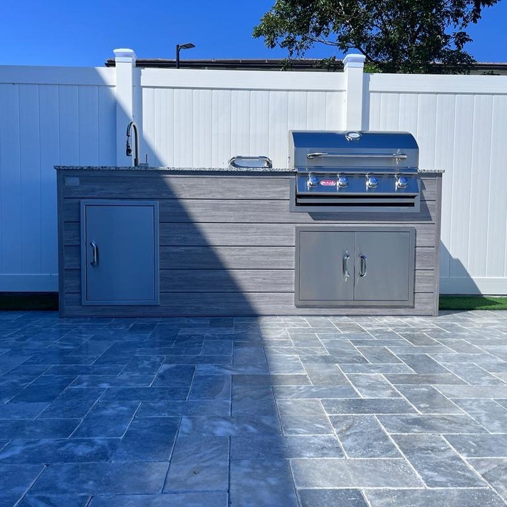 [OK-WP-08-BG-08] Perello Patio 8 ft Outdoor Kitchen · Bull Outlaw 30" · Weather Pro