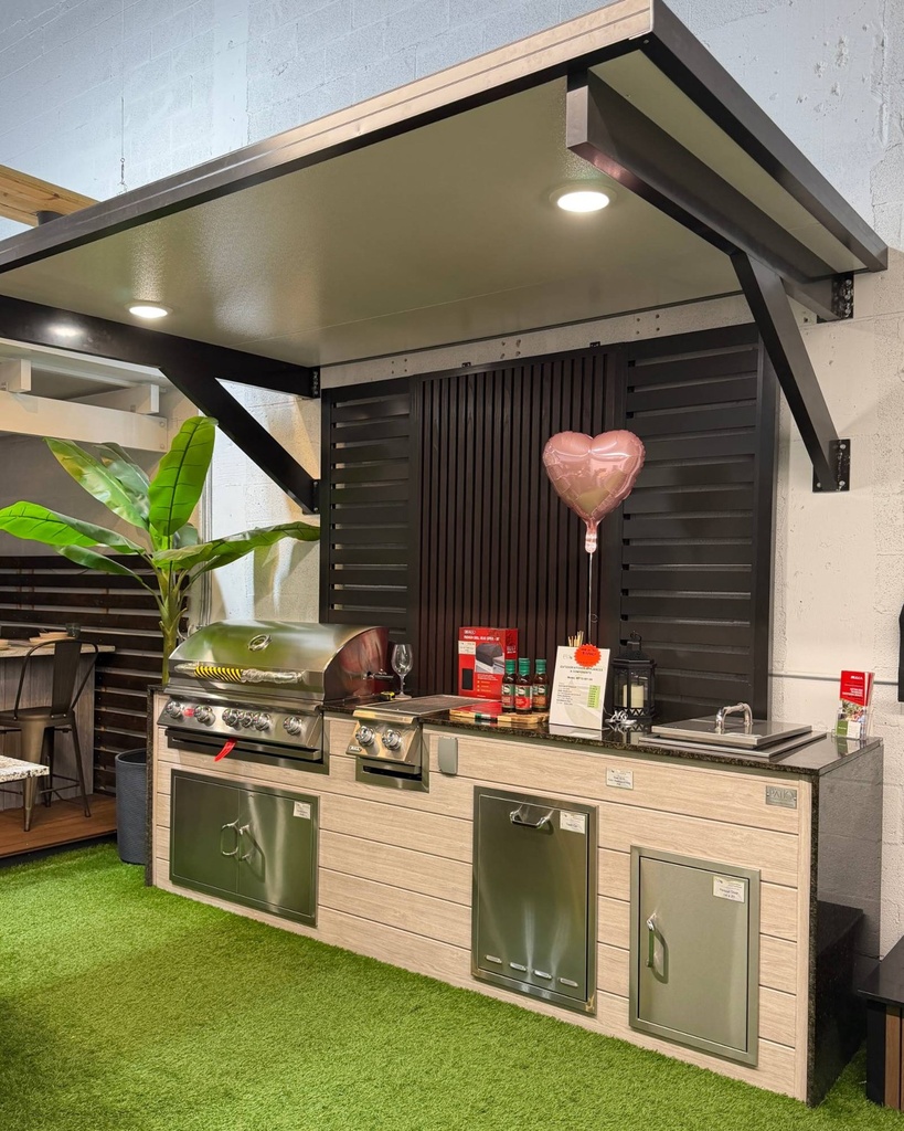 [OK-KIT-CP-11X10-01] Perello Patio 10 ft Outdoor Kitchen + 11 ft Cantilever Pergola · Bull Brahma 38"