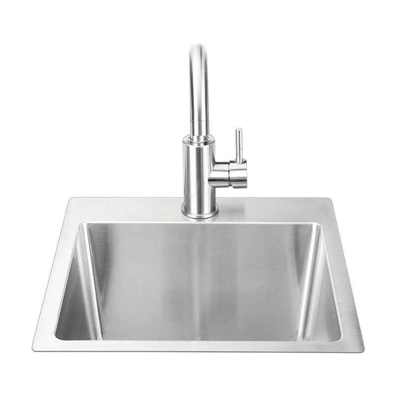 [12515] Bull Large Stainless Steel Sink & Faucet All In one Kit - Under & Over Mount